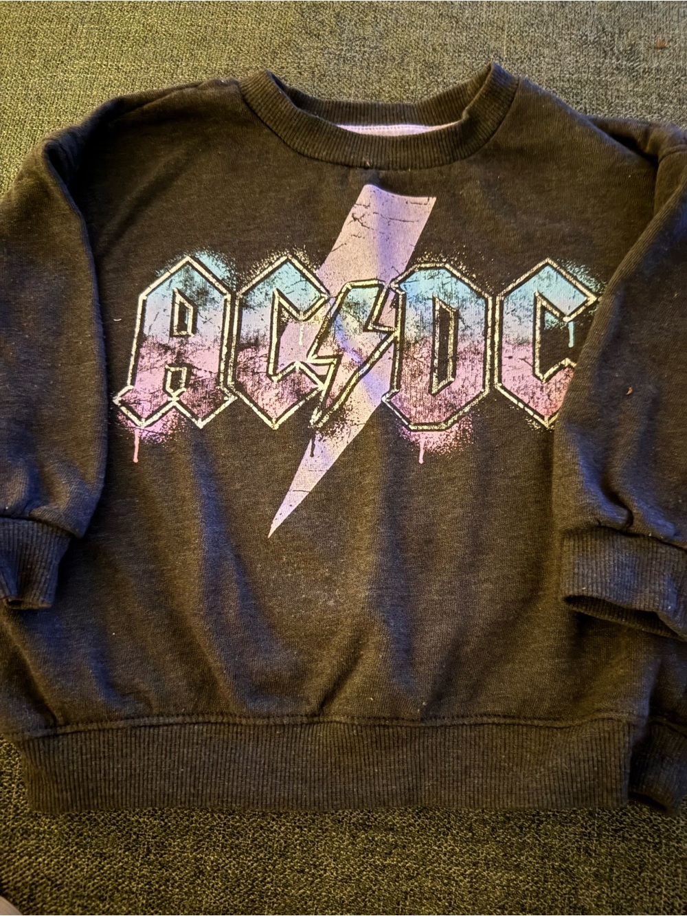 AC/DC Kids Black Sweatshirt with Pink and Blue Logo
